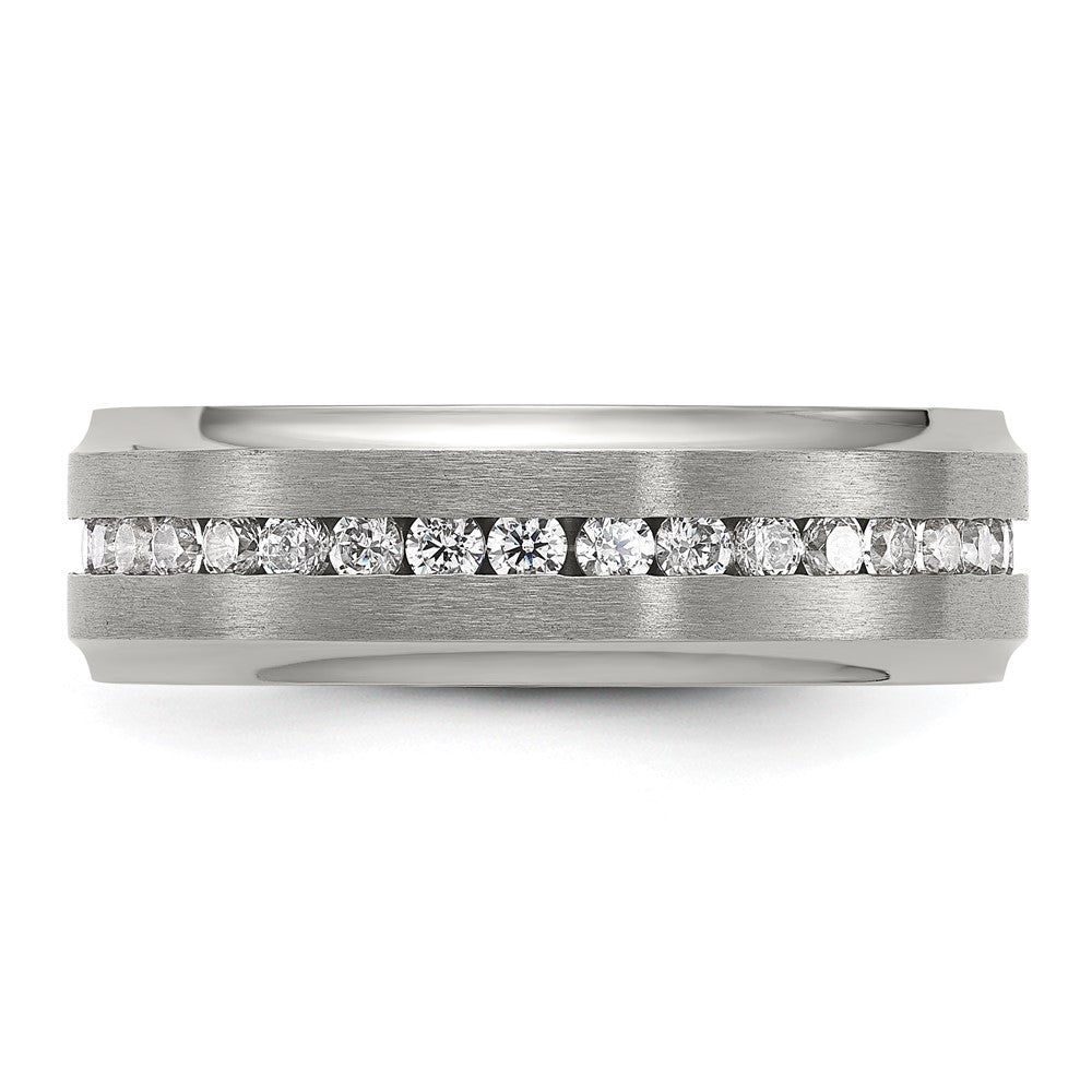 High-Quality Titanium Chisel Band 7mm CZ Accent - Stylish & Affordable!