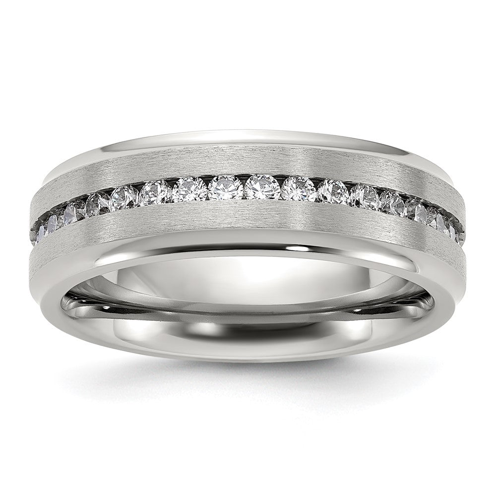 High-Quality Titanium Chisel Band 7mm CZ Accent - Stylish & Affordable!