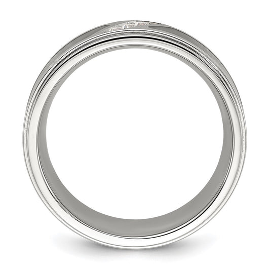 Buy Stylish 8mm Chisel Titanium Polished Band with Black Carbon Fiber Inlay