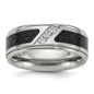 High-Quality Chisel Titanium 8mm Band with Black Carbon Fiber & CZ Accents-1