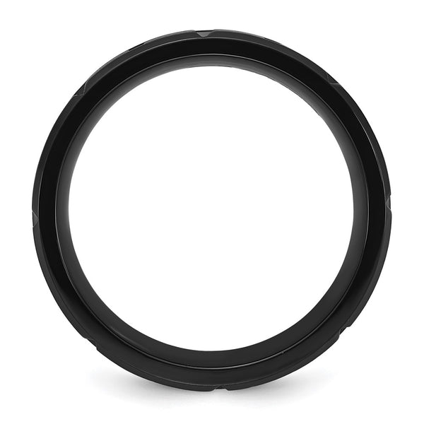 8mm Black IP-Plated Notched Band in Titanium