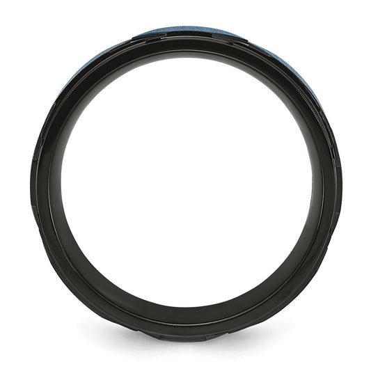 Exclusive 8mm Black & Blue IP-Plated Titanium Band - Stylish Finish, Affordable Price