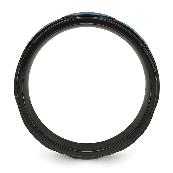 8mm Chisel Titanium Band - Black Blue IP
