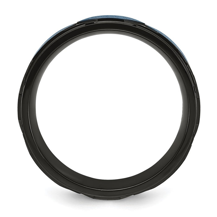 Exclusive 8mm Chisel Titanium Band - Stylish Black & Blue IP Finish-2