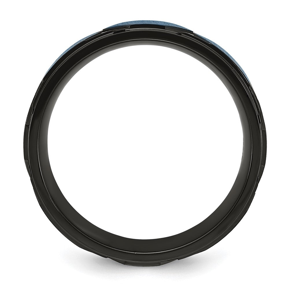 High-Quality 8mm Chisel Titanium Band - Stylish Black & Blue IP Finish