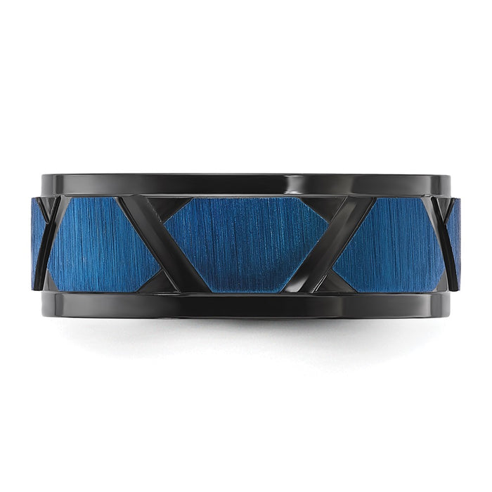 High-Quality 8mm Black & Blue IP-Plated Titanium Band | Stylish Finish, Value!-3
