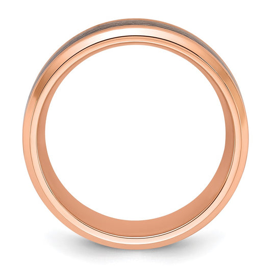 Buy High-Quality 8mm Titanium Band with Stylish Rose IP-Plated Inlay