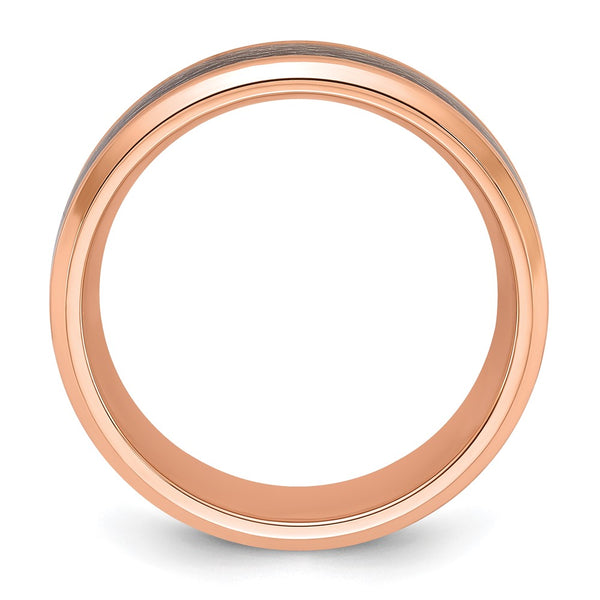 8mm Titanium Band with Rose IP-Plating & Leather Inlay