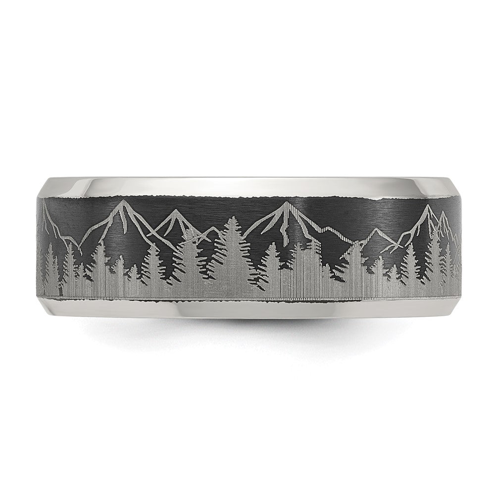 Buy Stylish 8mm Chisel Titanium Band - Brushed Center, Laser-Engraved Design
