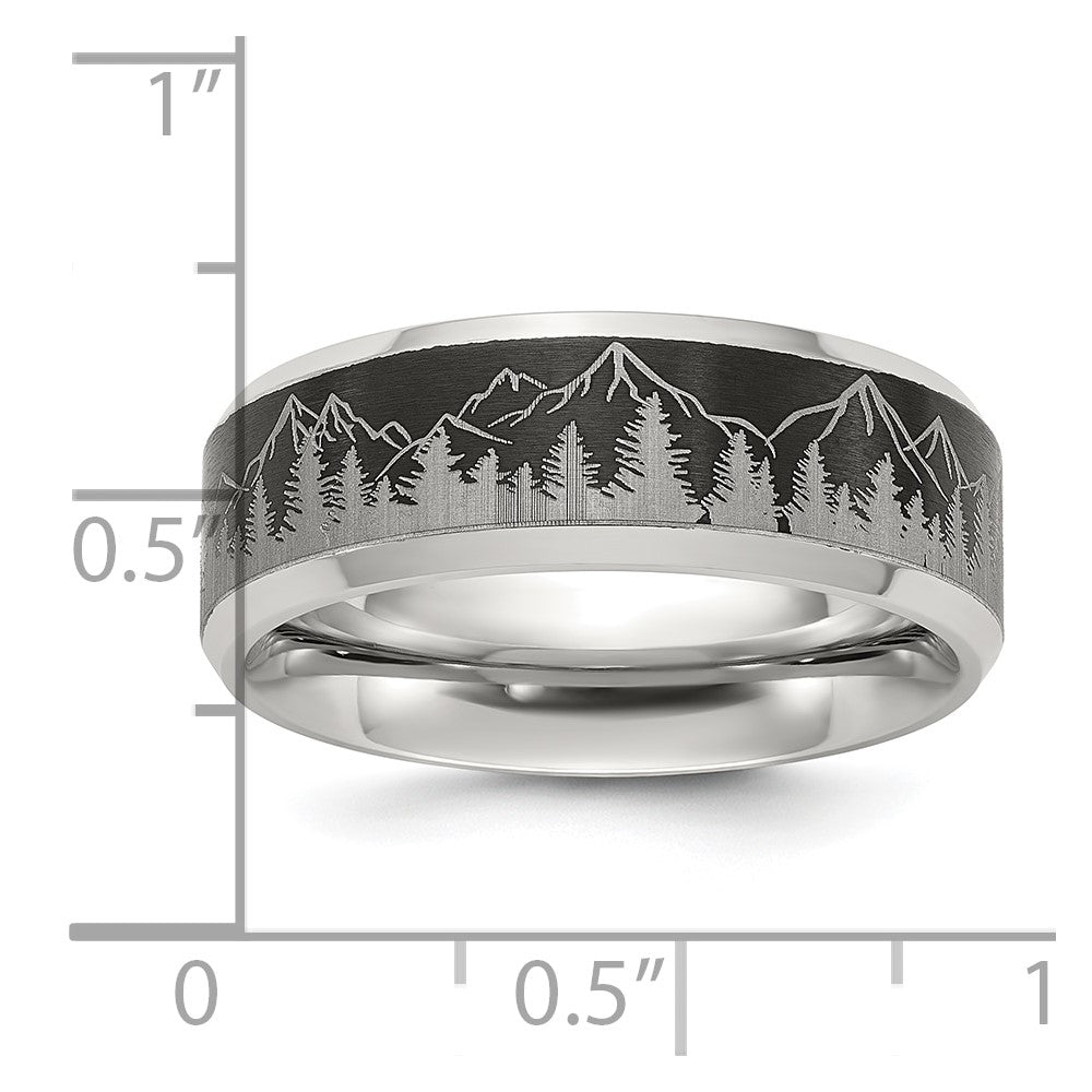Buy Stylish 8mm Chisel Titanium Band - Brushed Center, Laser-Engraved Design