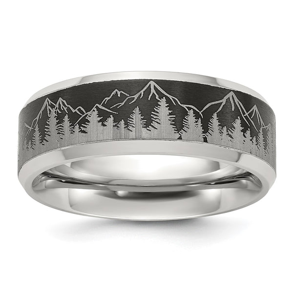 8mm Chisel Titanium Band - Brushed Center Mountain