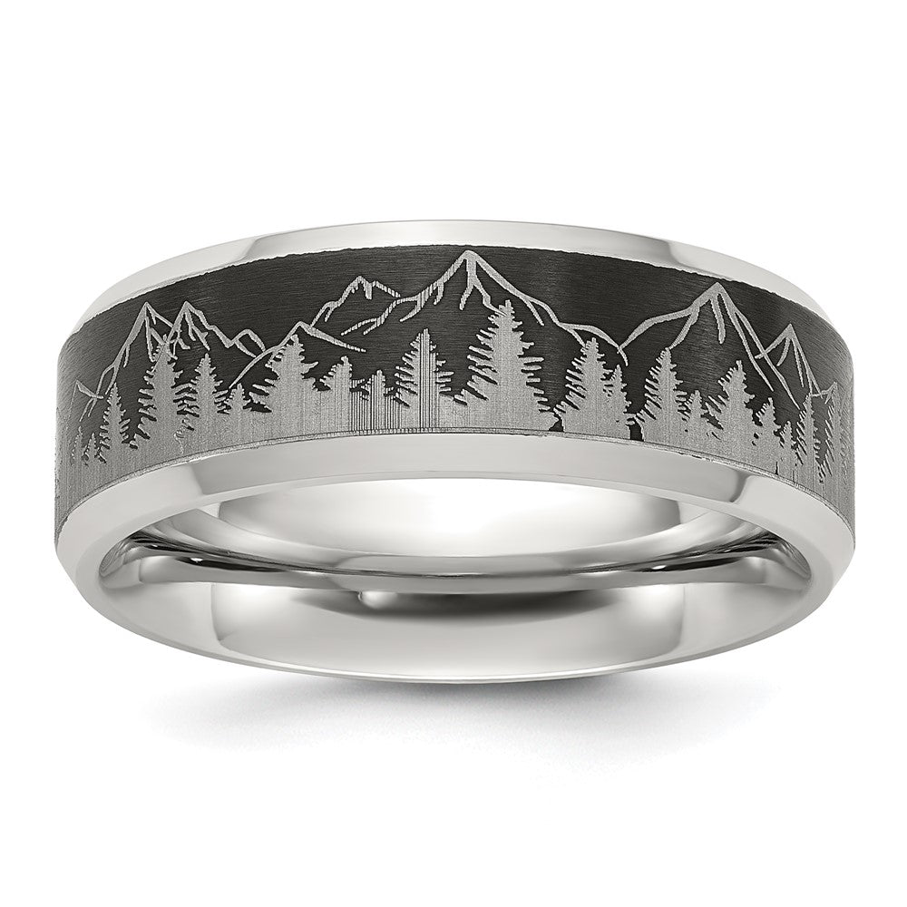 Buy Stylish 8mm Chisel Titanium Band - Brushed Center, Laser-Engraved Design