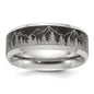 Shop Stylish 8mm Titanium Chisel Band with Brushed Center & Mountain Design-2