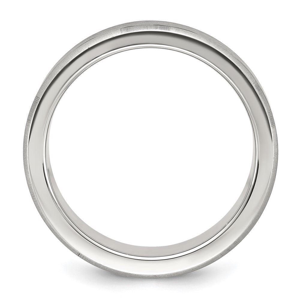 Buy Stylish Brushed Titanium 8mm Band with Chiseled Laser Design - Luxury Feel