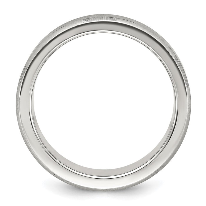 Buy Stylish Brushed Titanium 8mm Band with Chiseled Laser Design - Luxury Feel-2
