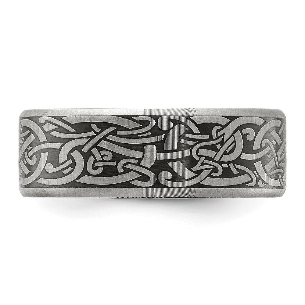 Buy Stylish Brushed Titanium 8mm Band with Chiseled Laser Design