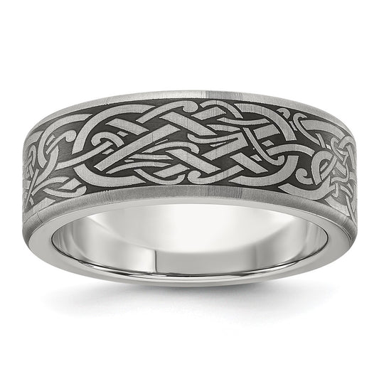 Shop Stylish Brushed Titanium 8mm Band with Chiseled Laser Design