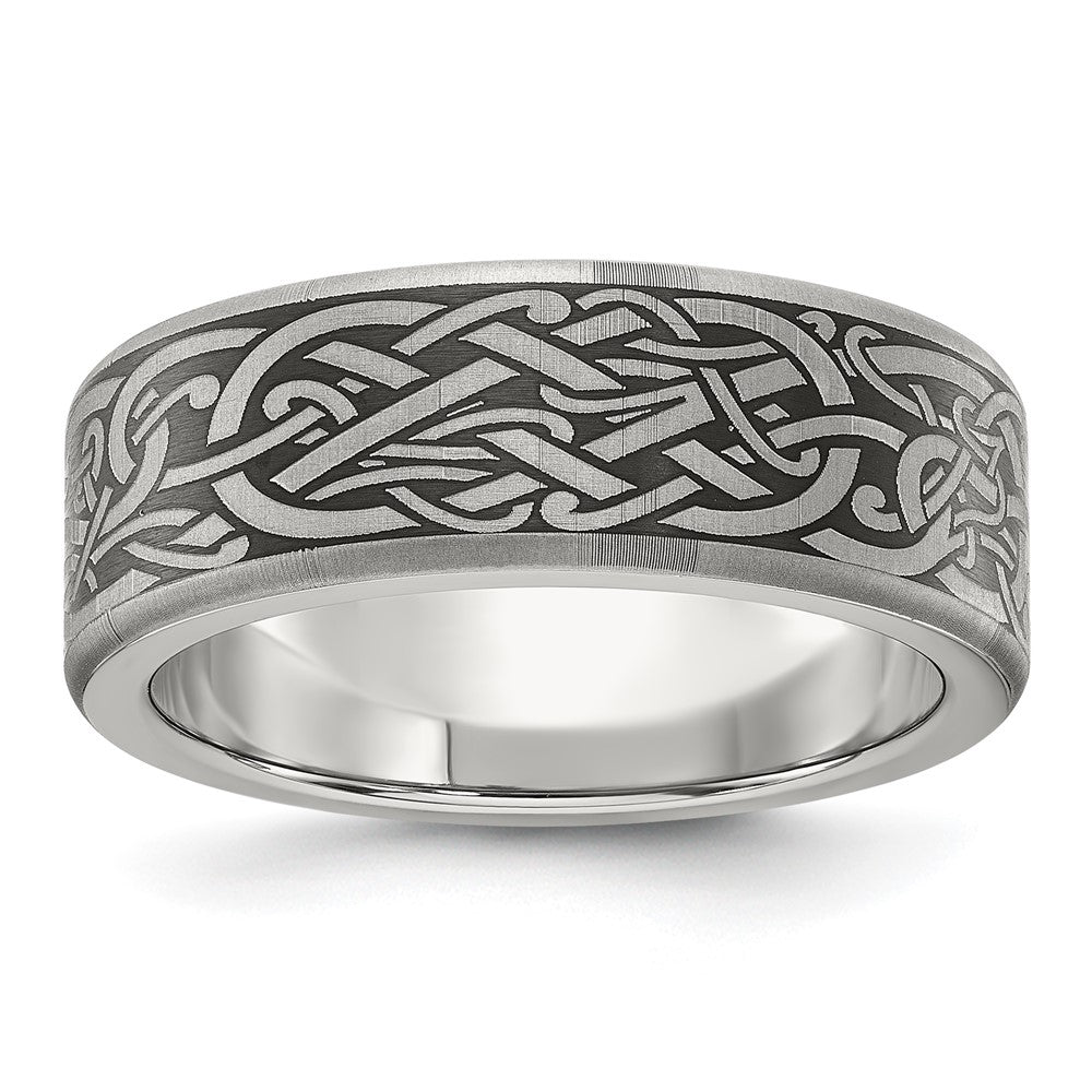 High-Quality Brushed Titanium 8mm Band | Stylish Chiseled Laser Design