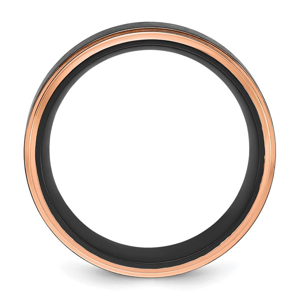 Brushed Center Black & Rose IP-Plated 8mm Titanium Band