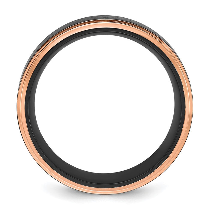 Exclusive Brushed Center Black & Rose IP-Plated 8mm Titanium Band - Stylish Value-2