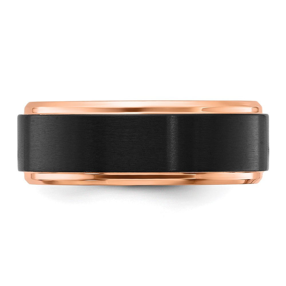 Exclusive Brushed Center Black & Rose IP-Plated 8mm Titanium Band - Stylish Value