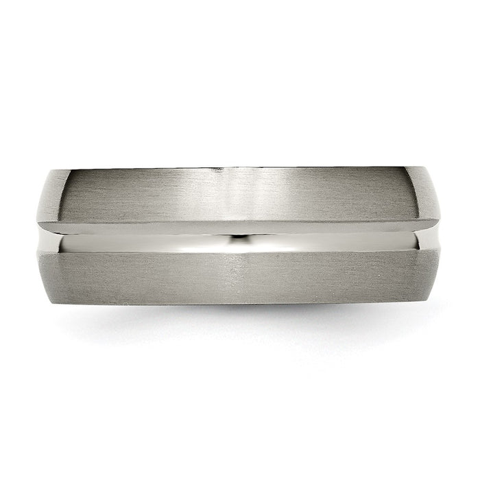 Buy Exclusive 8mm Grooved Titanium Band - Stylish Brushed & Polished Finish-3
