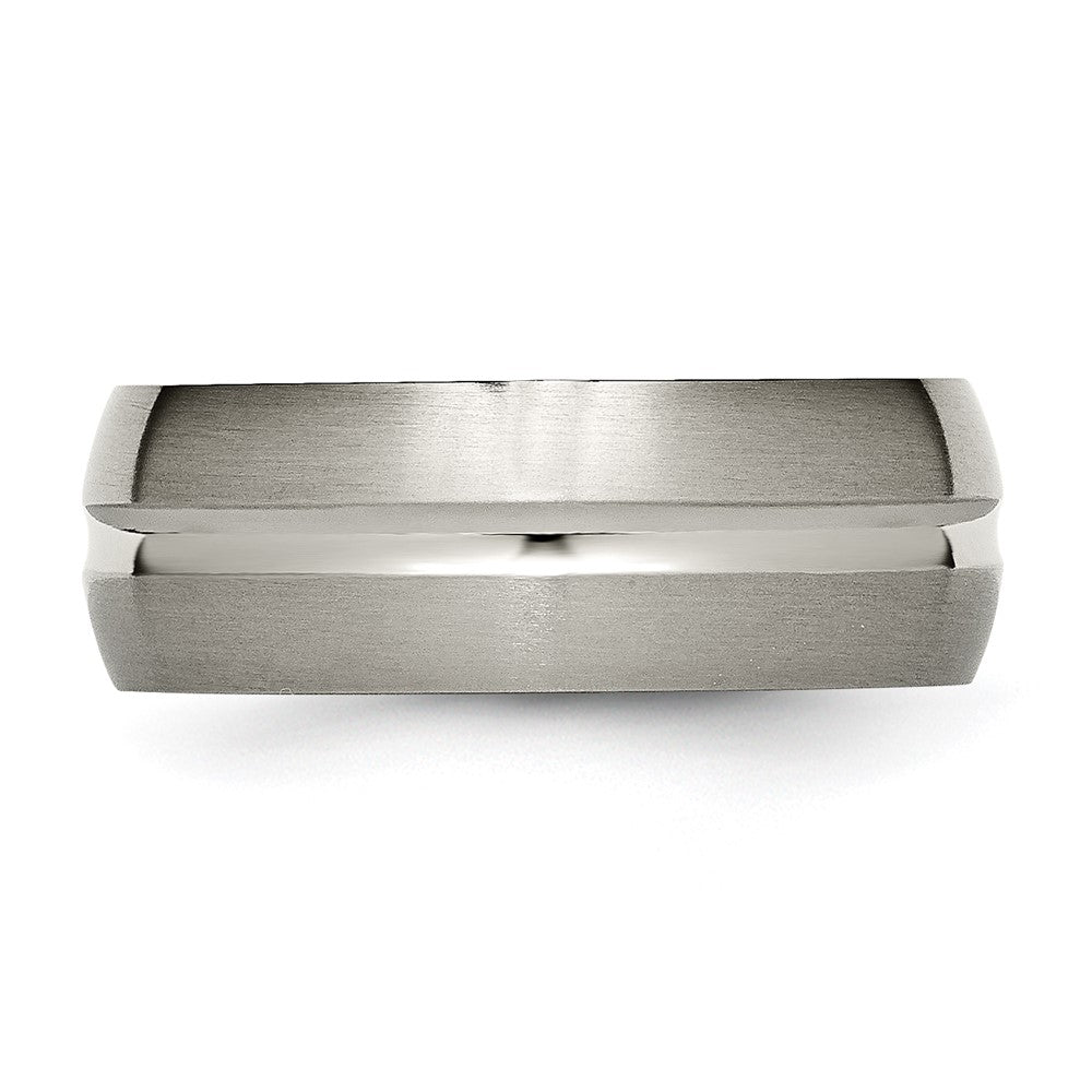 Buy Exclusive 8mm Chiseled Titanium Grooved Band - Stylish Brushed Finish