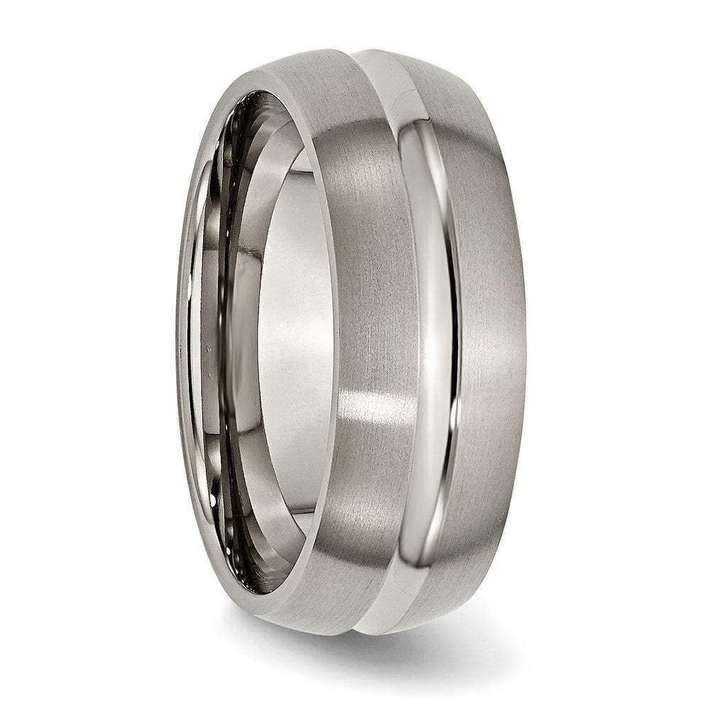 Buy Exclusive 8mm Grooved Titanium Band - Stylish Brushed & Polished Finish