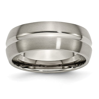 Buy Stylish 8mm Chisel Titanium Grooved Band - Brushed & Polished Finish