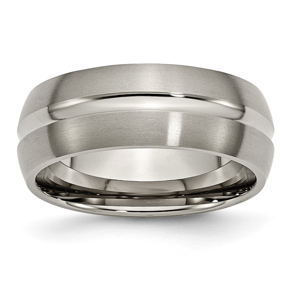Buy Exclusive 8mm Grooved Titanium Band - Stylish Brushed & Polished Finish