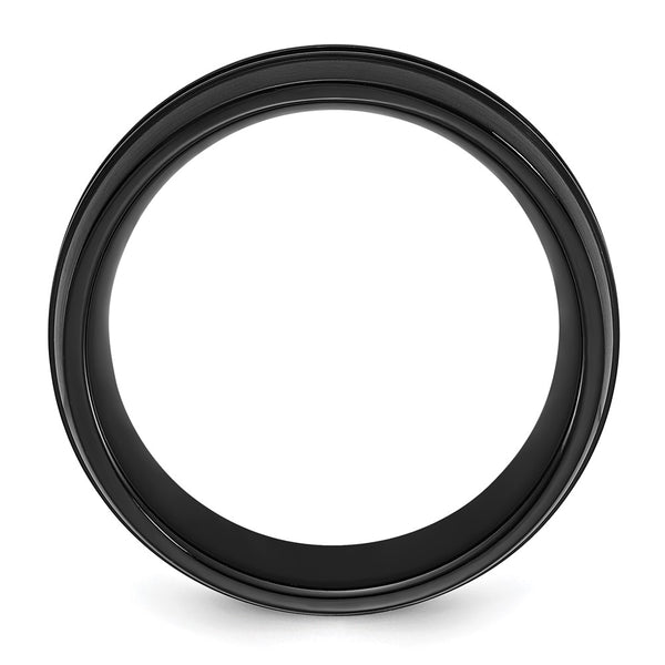8mm Chisel Titanium Band - Brushed Black IP Black CZ Accents