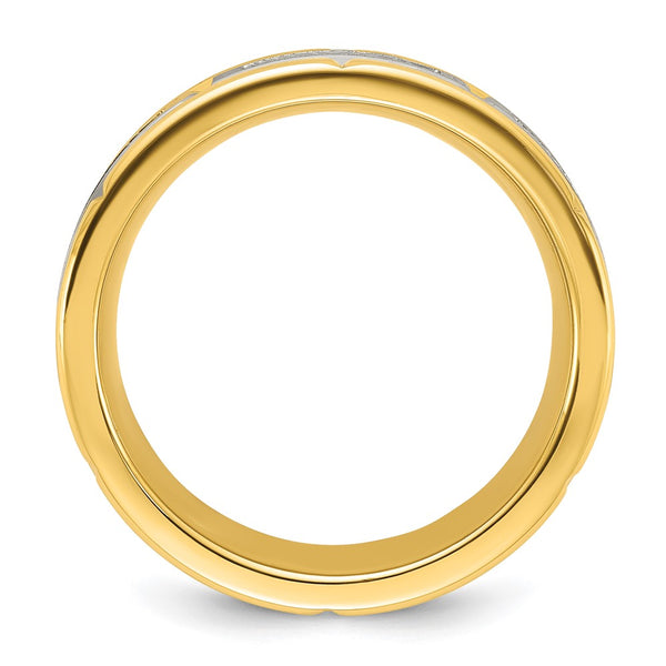 8mm Chiseled Titanium Band, Yellow IP-Plated, CZ Accent