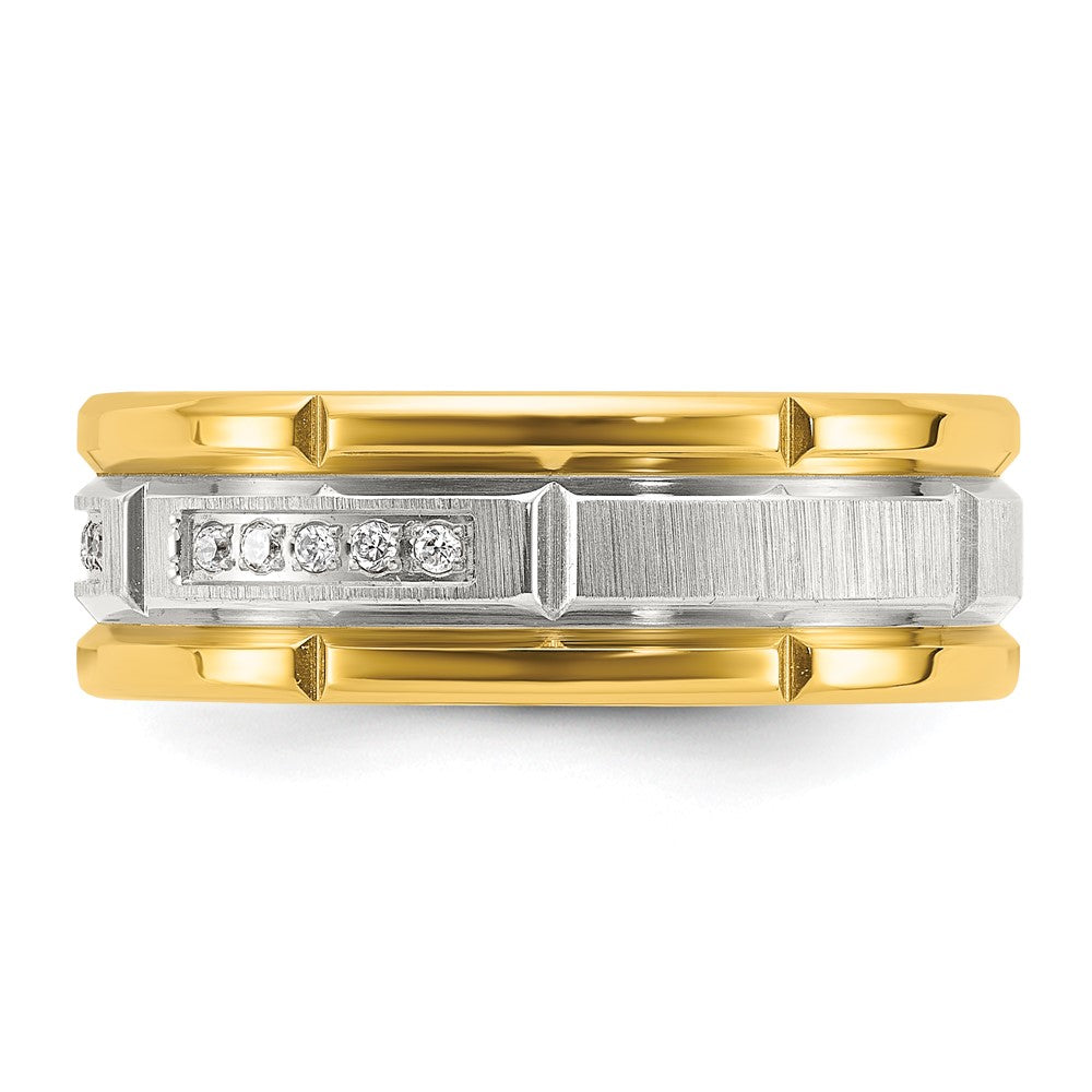 High-Quality 8mm Chiseled Titanium Band, Stylish Yellow IP-Plated with CZ
