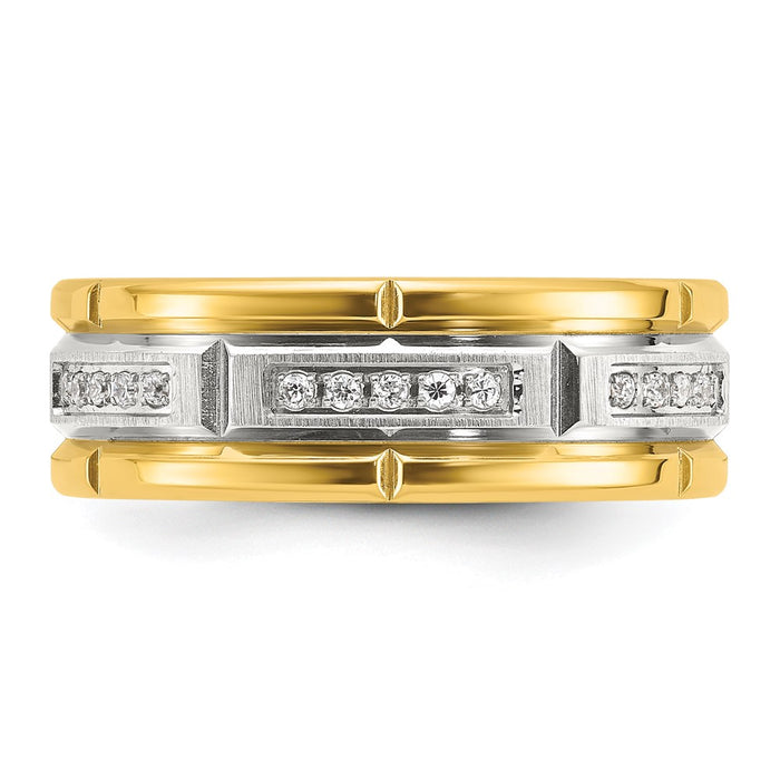 Buy Stylish 8mm Chisel Titanium Band - Polished Finish & Yellow CZ Accents-4