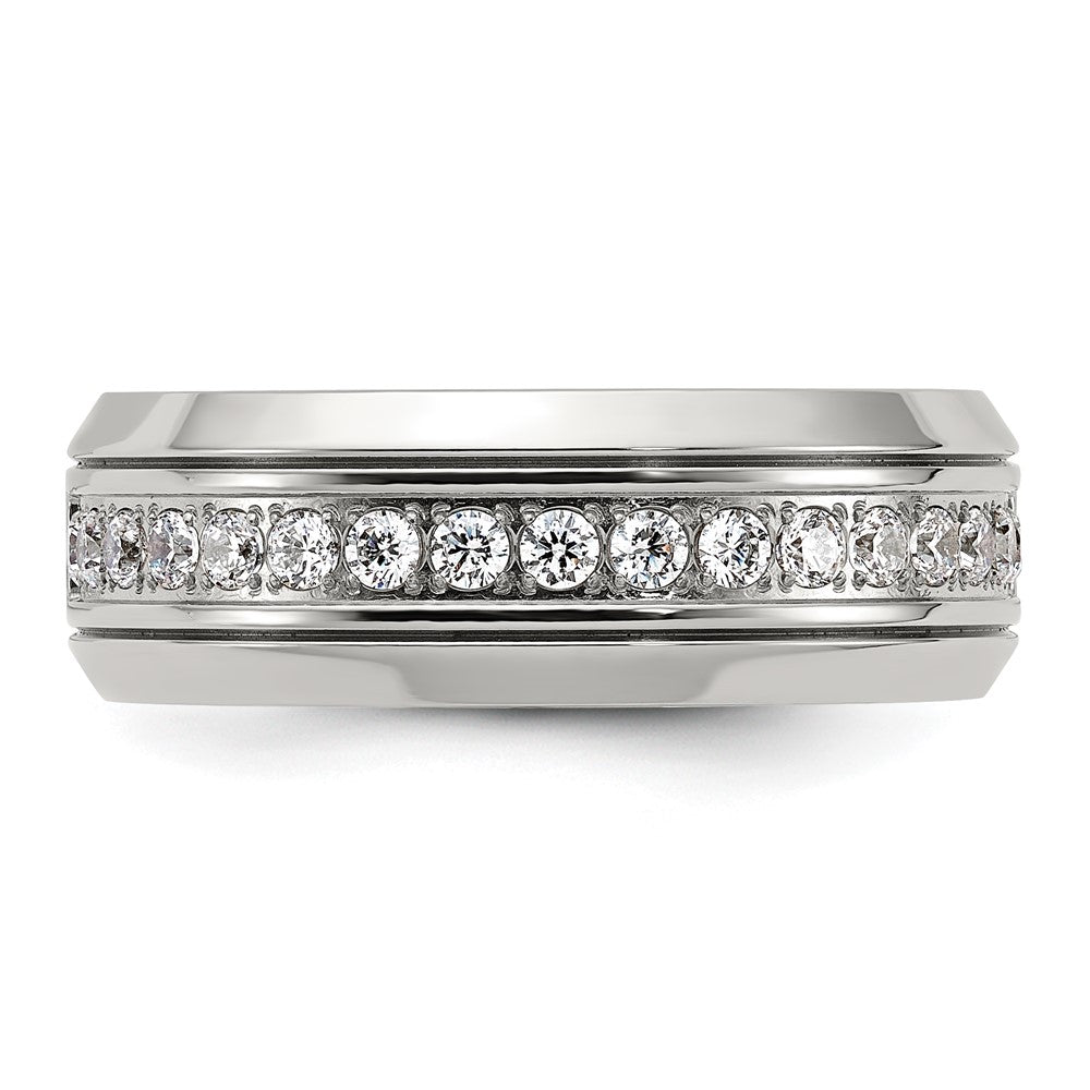 Buy Exclusive 8mm Polished Titanium Chisel Band with Stylish Zirconia Accents