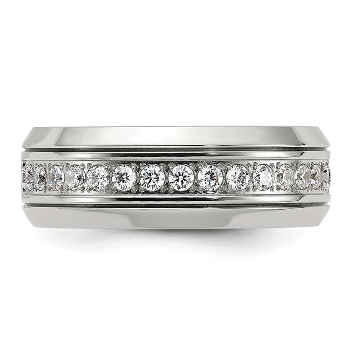 Buy Exclusive 8mm Polished Titanium Chisel Band with Stylish Zirconia Accents-4