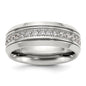 Buy High-Quality 8mm Chisel Polished Titanium Band with Cubic Zirconia Accents-12