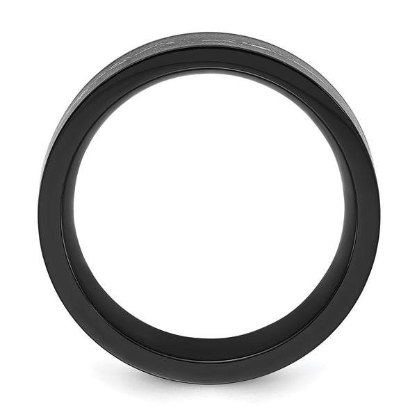 8mm Chisel Titanium Band - Polished Black IP Foil Inlay