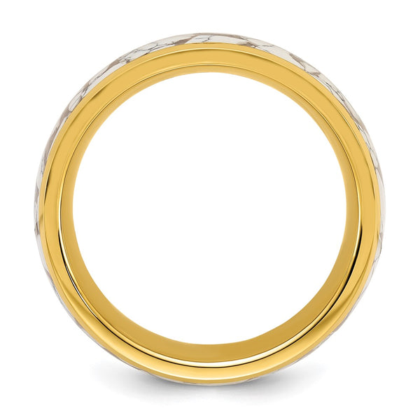 8mm Chisel Titanium Band - Polished Yellow IP Ceramic Inlay