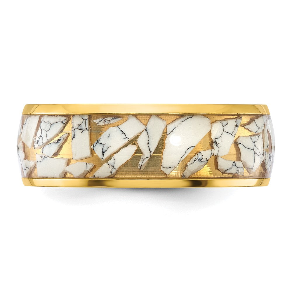 High-Quality 8mm Titanium Band with Ceramic Inlay | Stylish Yellow IP Finish