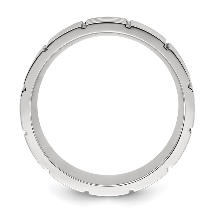 Buy Stylish Chiseled Titanium 8mm Band - Brushed & Polished Finish-2