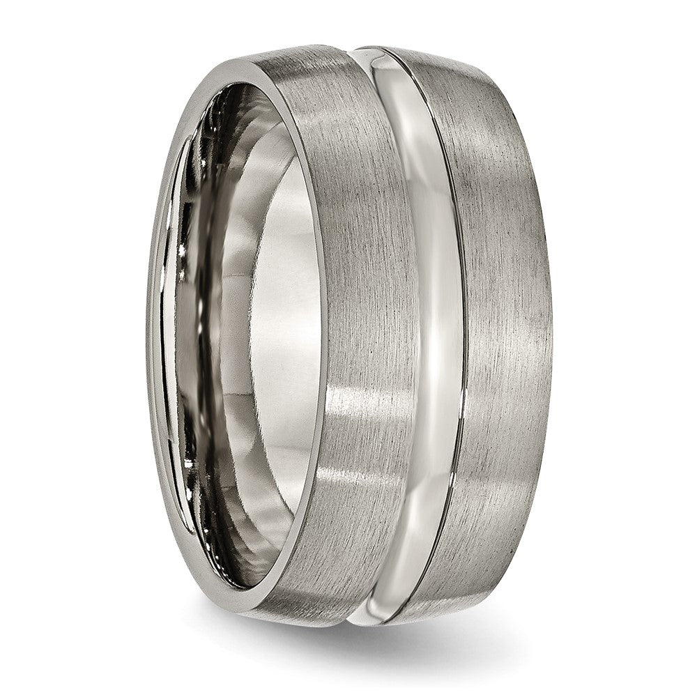 Buy Stylish 10mm Grooved Titanium Band - High-Quality Brushed & Polished Finish