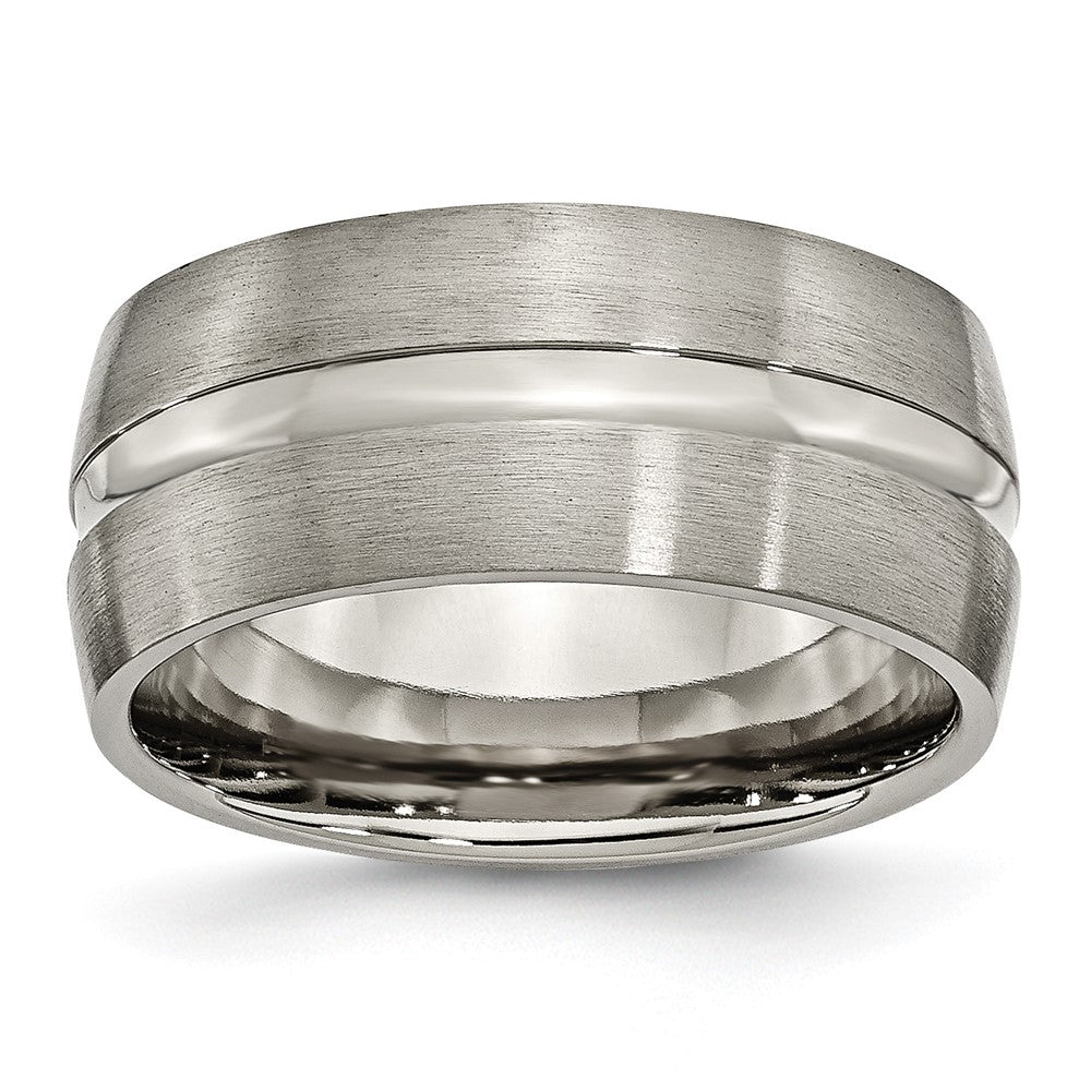 Buy Stylish 10mm Grooved Titanium Band - High-Quality Brushed & Polished Finish