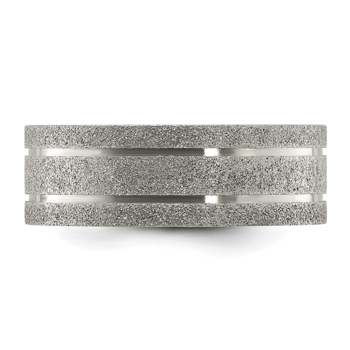 Buy Exclusive 8mm Titanium Chisel Polished Band - Stylish Laser-Cut Design-3