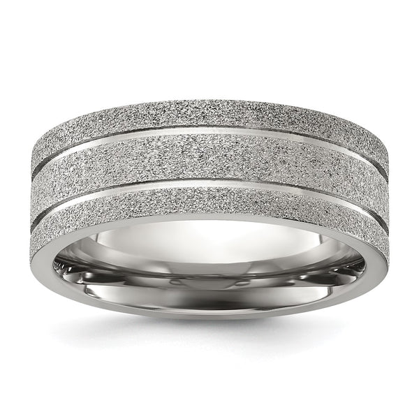 Chiseled Titanium 8mm Band with Laser-Cut Grooves