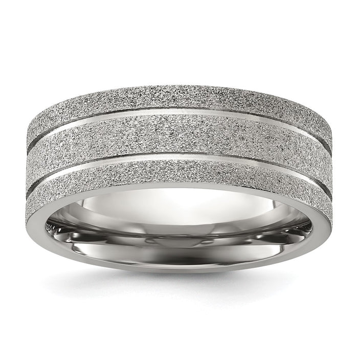 Buy Exclusive 8mm Titanium Chisel Polished Band - Stylish Laser-Cut Design-1