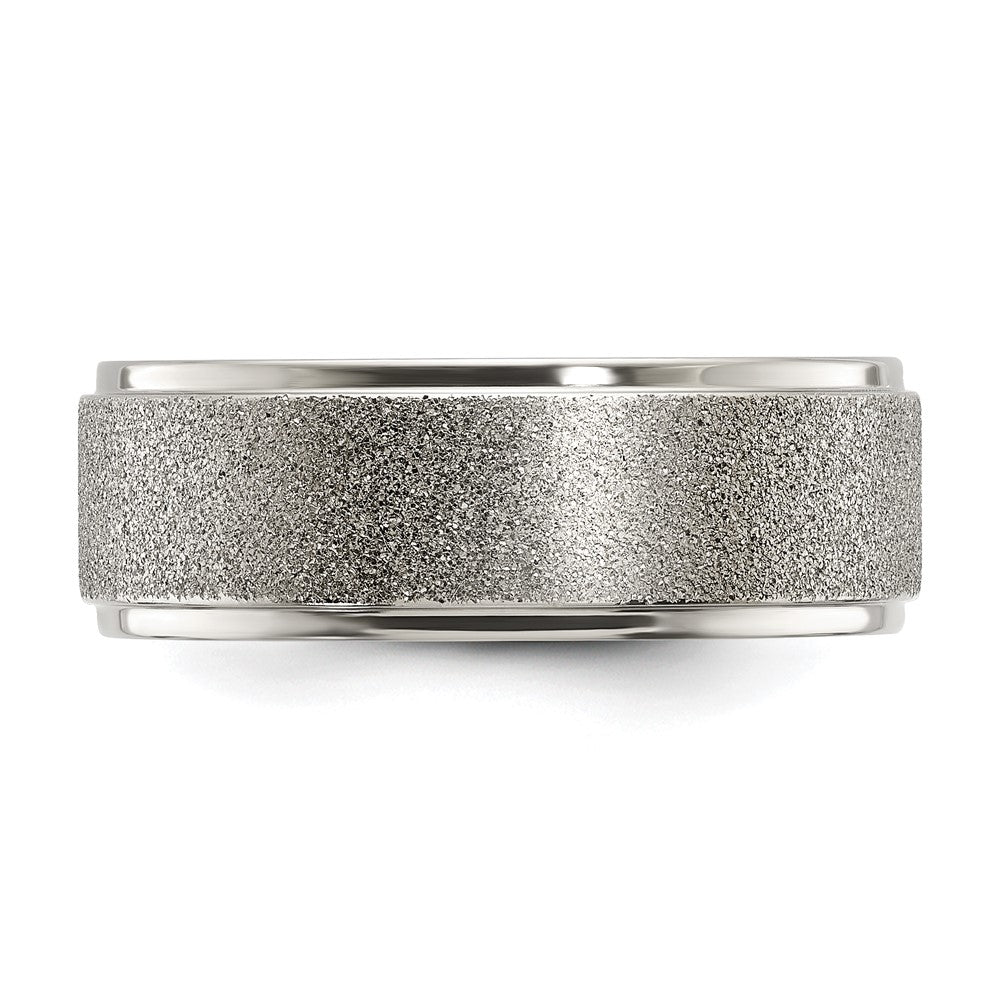 Buy Stylish Polished Titanium Chisel 8mm Laser-Cut Center Band - Luxury Value