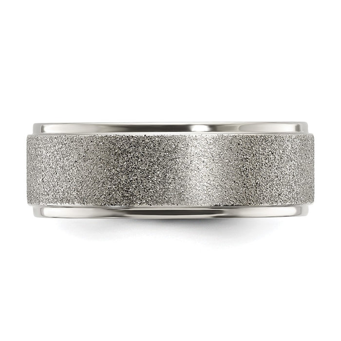 Buy Stylish Polished Titanium Chisel 8mm Laser-Cut Center Band - Luxury Value-3