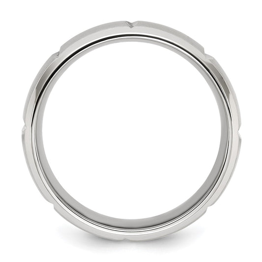 Buy Stylish Chiseled Titanium 8mm Band with Brushed & Polished Finish