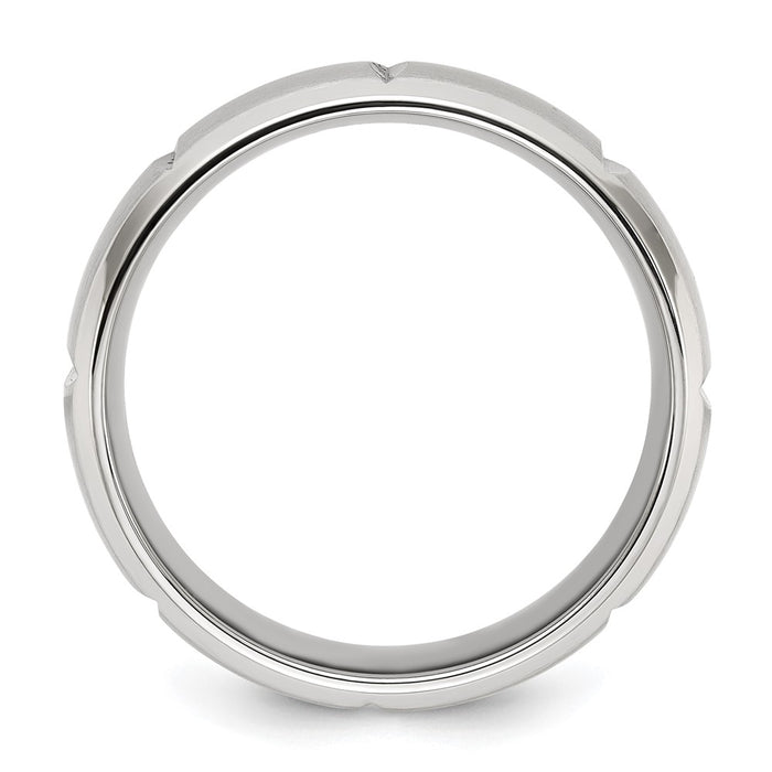 High-Quality 8mm Chiseled Titanium Band - Stylish Brushed & Polished Finish-2